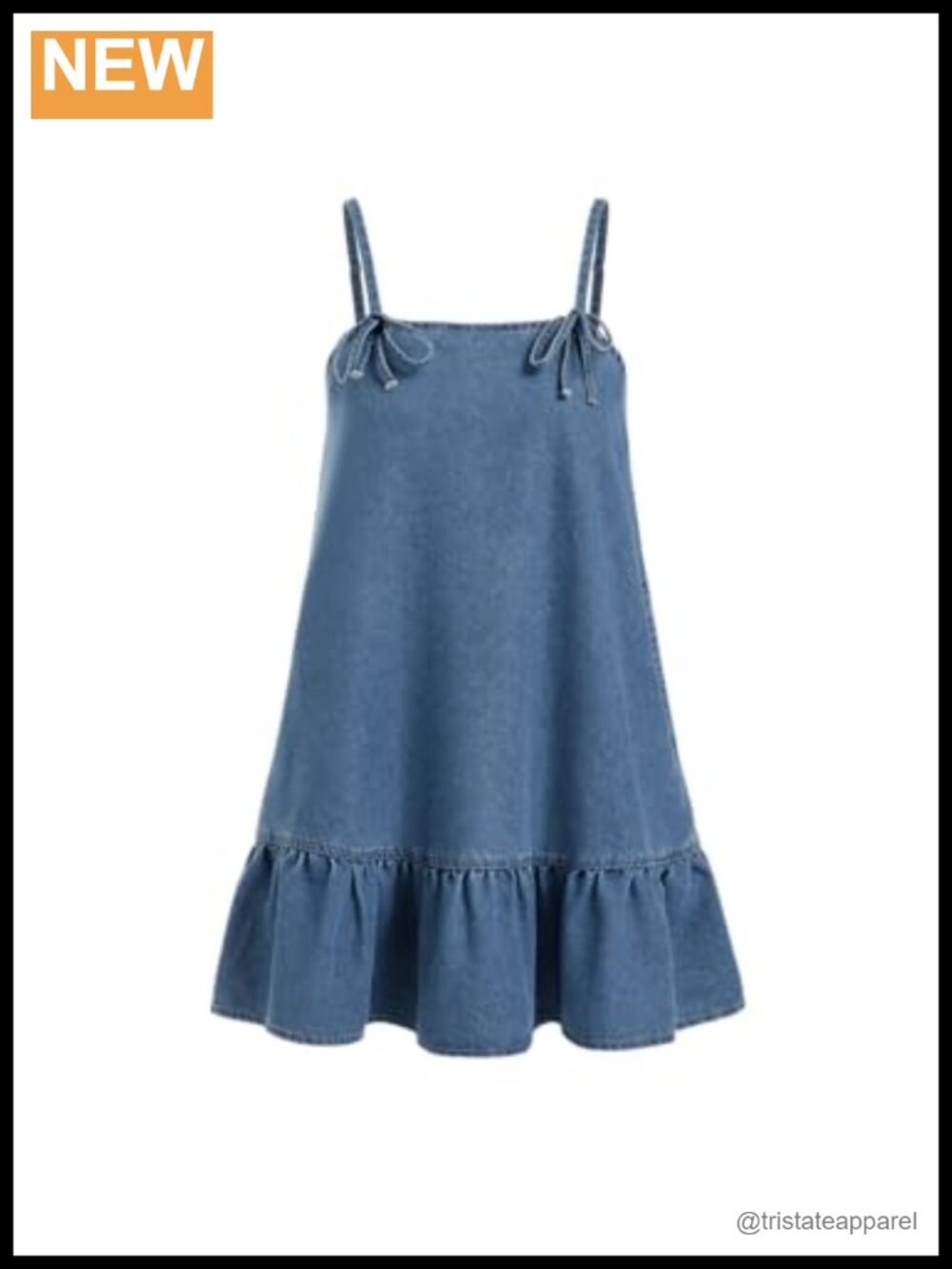 Denim Overall Dress Jumper with Pockets Adjustable Straps Ruffle Hem Loose Fit